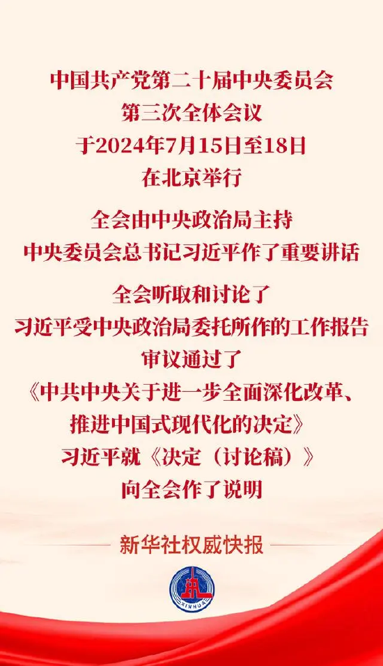 股票职业炒股 党的二十届三中全会审议通过《中共中央关于进一步全面深化改革、推进中国式现代化的决定》