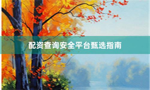 配资查询安全平台甄选指南